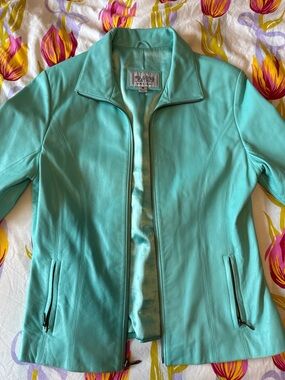Wilsons Leather Aqua Zip-Front Women's Leather Jacket